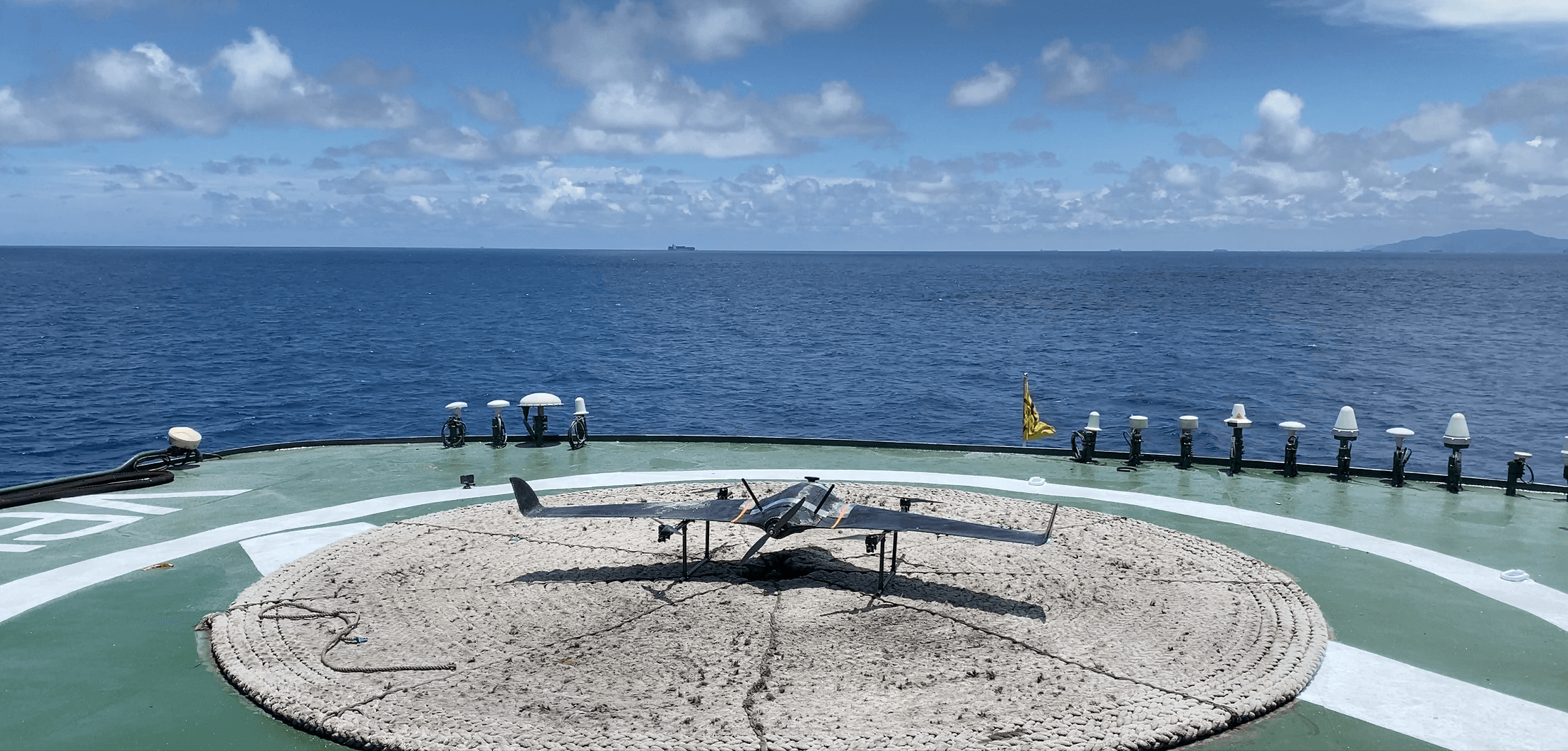Allswell VTOL drone on a vessel deck for maritime operations